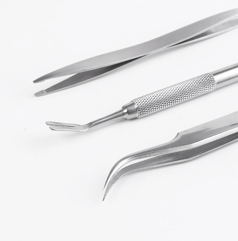 Stainless Steel Tick Clip Pet Dog Louse Clip 3-piece Set Cat Flea Tweezers Bug Catching Grate Clip Tool
