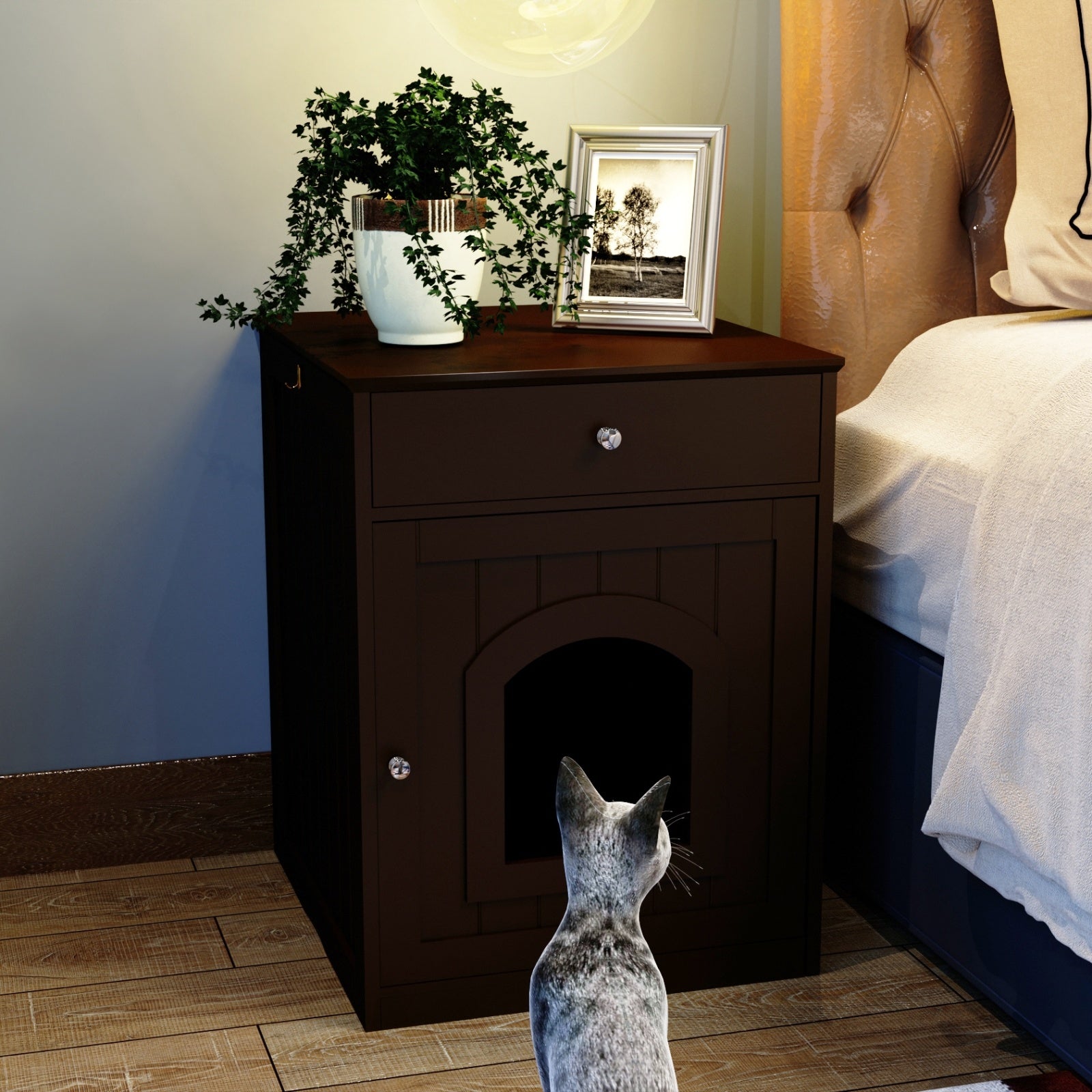 Wooden Cat Litter Box Table