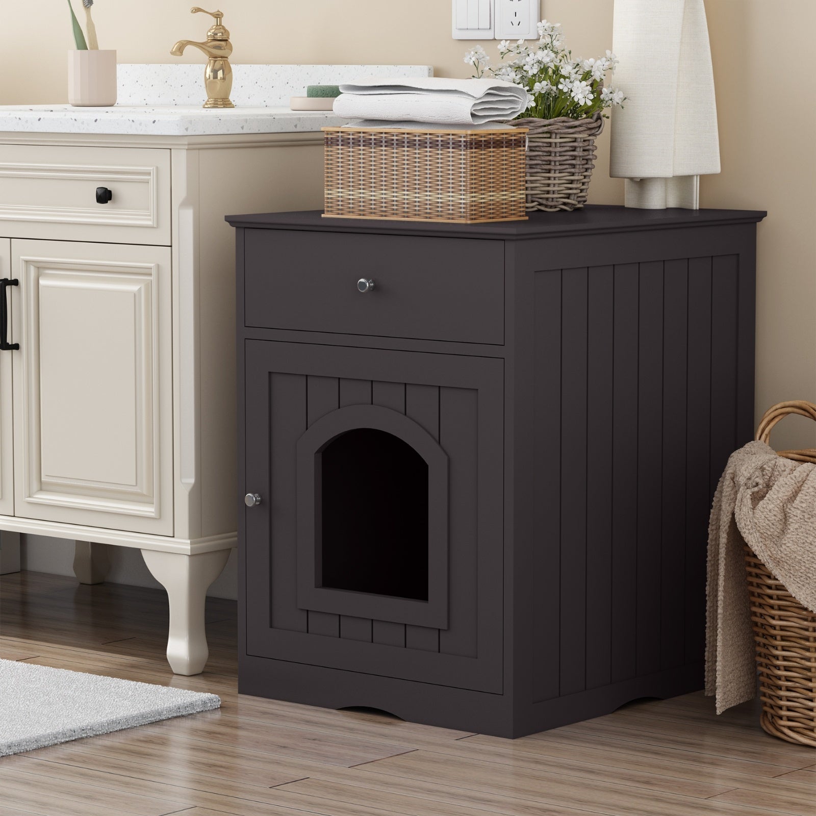 Wooden Cat Litter Box Table
