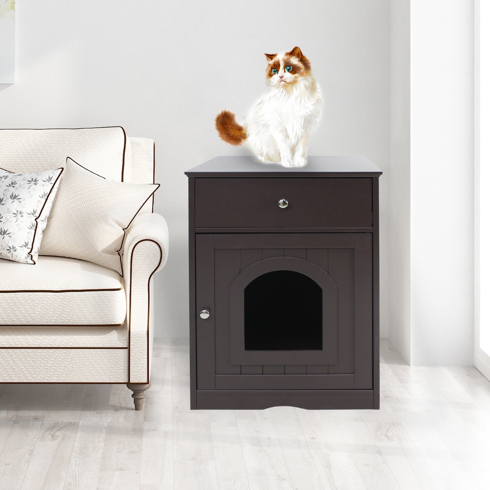 Wooden Cat Litter Box Table
